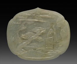 Plaque, 19th-20th Century. China, Qing dynasty (1644-1911). Jade; overall: 6 cm (2 3/8 in.).