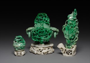 Three-Sectional Altar Group, 1644-1912. China, Qing dynasty (1644-1911). Jade; with base: 24.2 cm