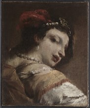 Head of a Woman, c. 1739. Antonio Guardi (Italian, 1699-1760). Oil on canvas; framed: 62.5 x 53.5 x