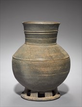 Long-necked Jar, 200s-300s. Korea, Silla period (57 BC-AD 676). Gray pottery; overall: 26.8 cm (10