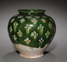 Jar, late 7th-8th Century. China, Tang dynasty (618-907). Glazed pinkish-buff earthenware; overall: