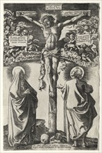 Christ on the cross between the virgin and St. John, 1542. Hans Brosamer (German, c. 1500-1554).