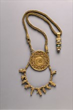 Collar with Medallion and Pendant, 200-300. Egypt, Alexandria, Roman, 3rd century. Gold; diameter