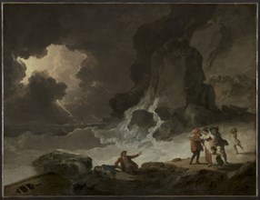 A Storm Behind the Isle of Wight, c.179(?). Julius Caesar Ibbetson (British, 1759-1817). Oil on