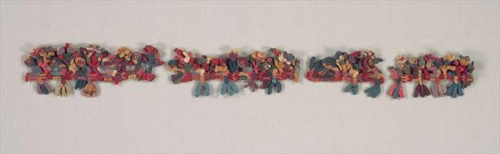 Border Fragment with Birds and Flowers, 100 BC-700. Peru, South Coast, Nasca style (100 BC-AD 700).