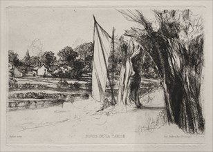 Thames Ditton - With a Sail, 1864. Francis Seymour Haden (British, 1818-1910). Etching and drypoint