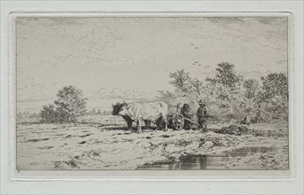 Landscape, Labourers, 1845. Charles-Émile Jacque (French, 1813-1894). Etching
