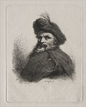 Bust of a Man with a Fur Cap. Giuseppe Longhi (Italian, 1766-1831). Engraving