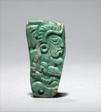 Ornament, 250-900. Mexico or Central America, Maya style (250-900). Greenstone; overall: 4.8 x 2.6