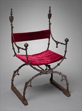 Curule (Folding) Chair, c. 1450-1500. Italy, Florence?, 15th century. Forged iron; overall: 106.7 x