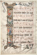 Leaf from the Wettinger Gradual: Historiated Initial (I) with Scenes from the Life of St.