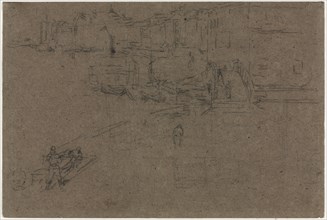 The Riva, Venice. James McNeill Whistler (American, 1834-1903). Charcoal;