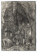 St. Jerome in the Cave, 1513-1515. Albrecht Altdorfer (German, c. 1480-1538). Woodcut