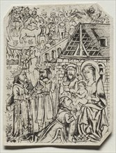 Adoration of the Magi, 1400s(?). Germany, 15th century (or 19th century?). Engraving