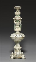 Flower Vase, c. 1520-1540. Saint-Porchaire (French). Lead-glazed white-paste earthenware, molded