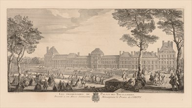 Les promenades du palais des Tuileries. Jacques Rigaud (French, 1681-1754). Engraving