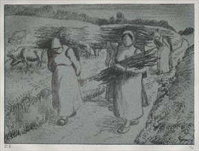Peasants Carrying Fagots, c. 1896. Camille Pissarro (French, 1830-1903). Lithograph