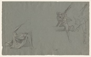 Drapery Study; Two Figures Pulling a Pole, 1785-86. John Singleton Copley (American, 1738-1815).