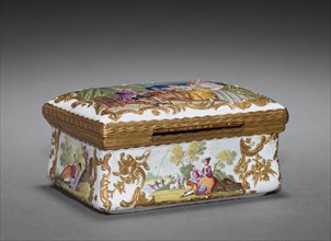 Box, 1760. South Staffordshire Factory (British). Enamel; overall: 4.5 x 8 x 6.1 cm (1 3/4 x 3 1/8