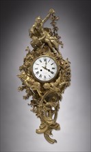 Wall Clock, c. 1750-1760. France, 18th century. Gilt bronze; overall: 116.9 x 50.8 x 27.7 cm (46 x