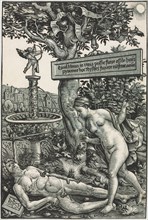 Pyramus and Thisbe, c. 1510. Hans Wechtlin (German, 1480/85-aft 1526). Chiaroscuro woodcut