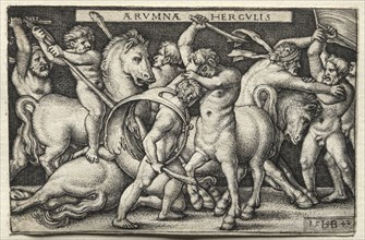 The Labors of Hercules:  Hercules Defeating the Centaurs, 1542. Hans Sebald Beham (German,