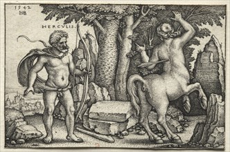 The Labors of Hercules:  Hercules Shooting Nessus, 1542. Hans Sebald Beham (German, 1500-1550).