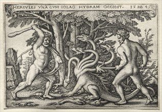 The Labors of Hercules:  Hercules Killing the Lernean Hydra, 1545. Hans Sebald Beham (German,