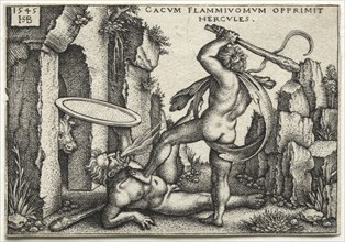 The Labors of Hercules:  Hercules Killing the Giant Cacus, 1545. Hans Sebald Beham (German,