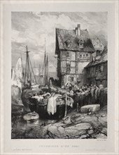 Six Marines:  Intérieur d'un port, 1833. Eugène Isabey (French, 1803-1886). Lithograph