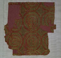 Samite with roundels of rosettes, 700s-800s. Iran. Samite: silk; overall: 17.7 x 17.7 cm (6 15/16 x