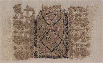 Fragment of an Embroidery, 1100s. Iran or Iraq, Seljuk period, 12th century A.D.. Embroidery in