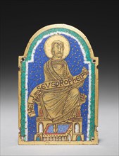Plaque with Seated Prophet from a Reliquary Shrine: Heliseus (Elisha), c. 1170-1180. Germany, Lower