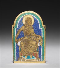 Plaque: Seated Prophet from a Reliquary Shrine, c. 1170-1180. Germany, Lower Saxony, Hildesheim,