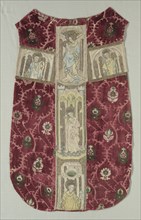Chasuble Back with Embroidered Orphrey Band, 1415-1425. Italy (chasuble ground); Austria, Graz