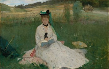 Reading, 1873. Berthe Morisot (French, 1841-1895). Oil on fabric; framed: 74.3 x 100.3 x 12.1 cm