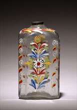 Enameled Bottle, 1700s. America, Stiegel Type, 18th century. Glass; diameter: 1.6 cm (5/8 in.);