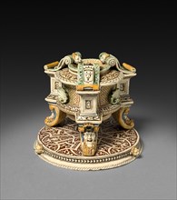 Salt Cellar, 1800s. After Saint-Porchaire (French). White earthenware with inlaid decoration;