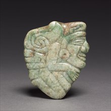 Deity Plaque, c. 300-600. Mexico or Central America, Maya, 4th-7th Century. Jade; overall: 9 x 7.4