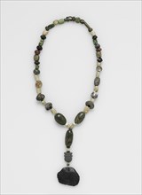 Necklace, before 1532. Peru. Turquoise and stone; overall: 75 cm (29 1/2 in.); pendant: 3.9 x 5 cm