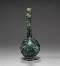 Bottle, 800s-900s. Iran, 9th-10th Century. Glass; overall: 21.6 cm (8 1/2 in.).