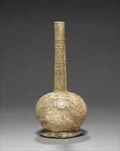 Bottle, 800s-900s. Iran, 9th-10th Century. Glass; overall: 24.2 cm (9 1/2 in.).