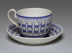 Cup and Saucer, c. 1784. Wedgwood Factory (British). Jasper ware with relief decoration; diameter: