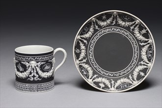 Cup and Saucer, c. 1790. Wedgwood Factory (British). Jasper ware with relief decoration; diameter: