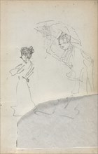 Italian Sketchbook: Standing Woman in profile & Man with an Umbrella (page 2), 1898-1899. Maurice
