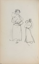 Italian Sketchbook: Two Standing Women holding Infants (page 140), 1898-1899. Maurice Prendergast