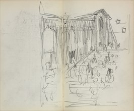Italian Sketchbook: Bridge with Figures (page 95 & 96), 1898-1899. Maurice Prendergast (American,