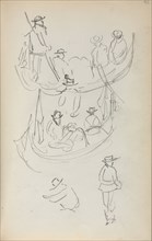 Italian Sketchbook: Two Gondolas with figures, 1898-1899. Maurice Prendergast (American, 1858-1924)