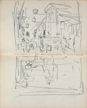 Italian Sketchbook: Bridge with Figures (page 209 & 210), 1898-1899. Maurice Prendergast (American,