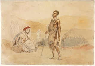 Moroccans in the Countryside, 1832. Eugène Delacroix (French, 1798-1863). Watercolor over graphite;
